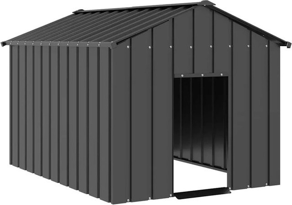 vidaXL Hundehütte aus Metall mit Dach in Anthrazit, wetterfest, B/T/H: 113 x 153 x 101 cm