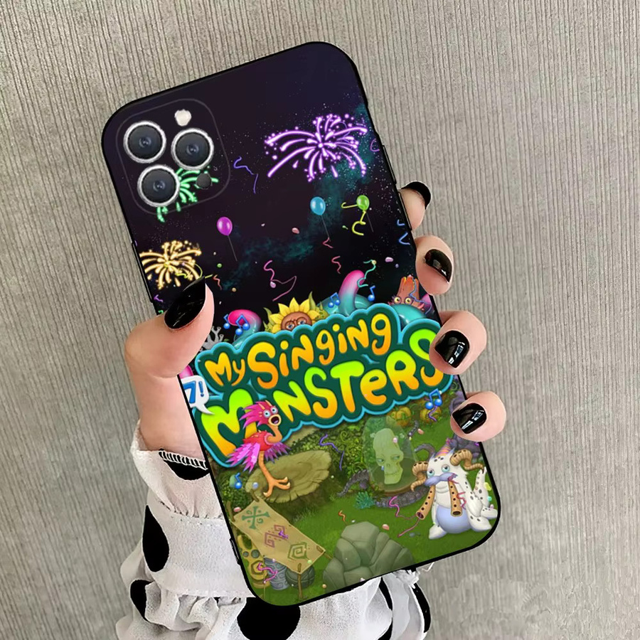 My Singing M-Monsters Handyhülle aus weichem Silikon für iPhone 15, 14, 13, 12, 11, Pro, Max, XS, X, XR, SE, Mini, 8, 7 in Schwarz - Bild 2