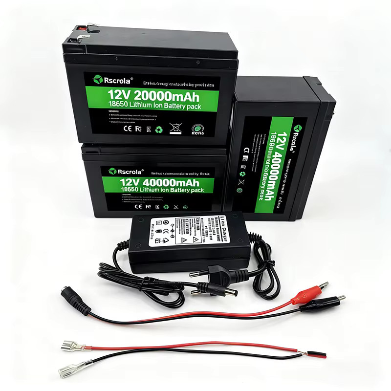 Rscrola 12V Lithium-Ionen-Akku 40Ah, wiederaufladbarer 18650 Akkupack in Schwarz für Sprühgeräte, Lautsprecher und Outdoor-Camping - Bild 5