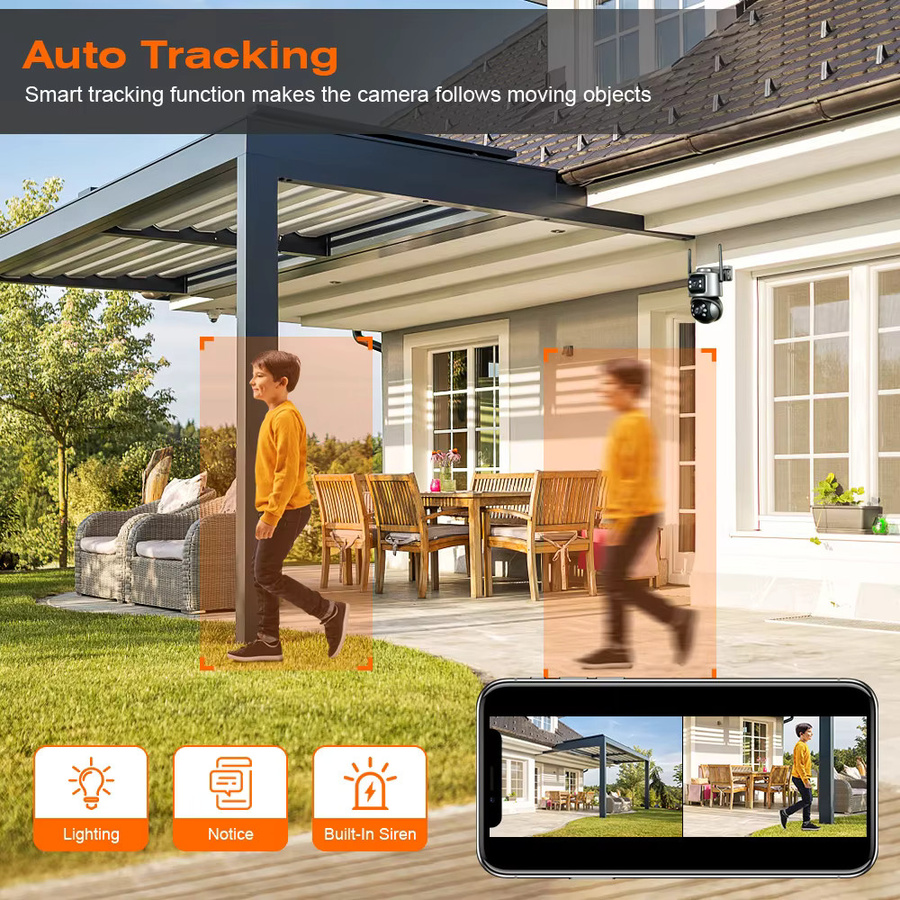 DDBROUGEN 8MP 4K PTZ Wifi Kamera mit Dual Objektiv und Dual Bildschirmen, Drahtlose Outdoor CCTV Sicherheit IP Kamera mit AI Menschlicher Erkennung und ICSEE App Unterstützung - Bild 6