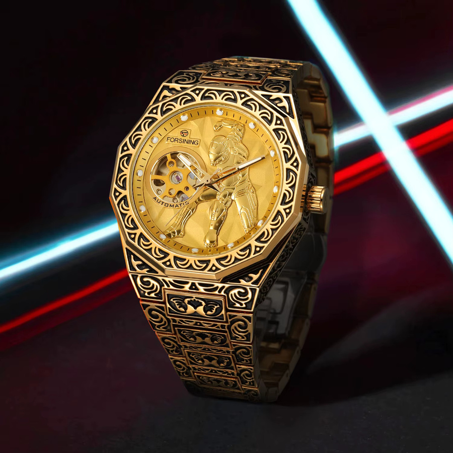 Forsining Armbanduhr, Automatik, Edelstahl, Gold, Herren - Bild 3