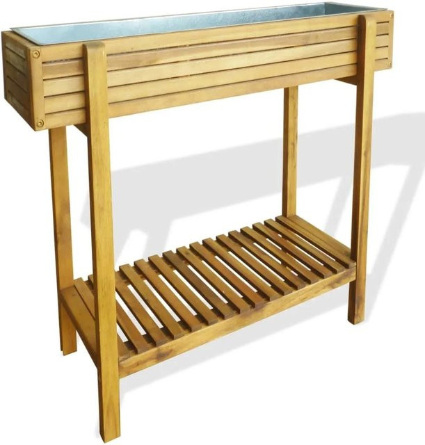 DELUKE Hochbeet HOOD aus Akazienholz mit Ablage in Braun-antik, B/T/H: 90 x 30 x 75 cm - Bild 1