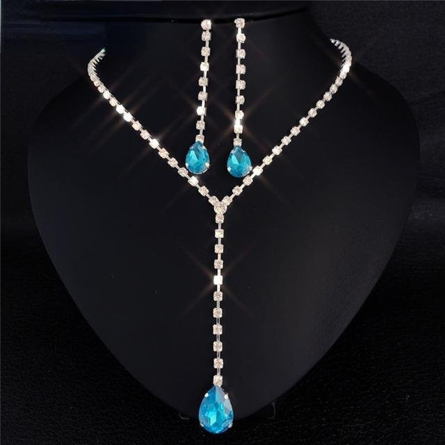 YIRAN Jewelry Schmuck-Set, Halskette & Ohrringe, Messing, Silber, Kristall, Zirkonia, Damen - Bild 1