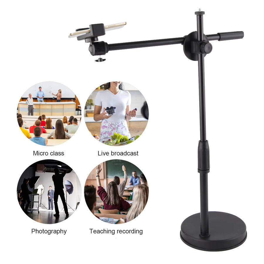 Desktop Fotografie Telefon Halterung in Schwarz für Foto und Video Aufnahmen mit Lichtbefestigung - Bild 4