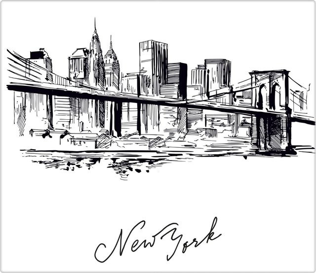 Banjado Herdabdeckplatte aus Glas mit New York Skizze Motiv, B/T: 60 x 52 cm - Bild 2