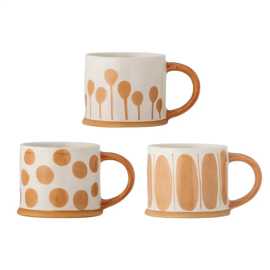 Bloomingville Keramik Tassen-Set Linora in Braun, 3er-Set - Bild 1