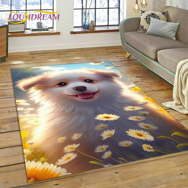 Karpetti Cartoon Hund Teppich für Wohnzimmer und Schlafzimmer, Mehrfarbig, B/T: 100 x 70 cm - Bild 1