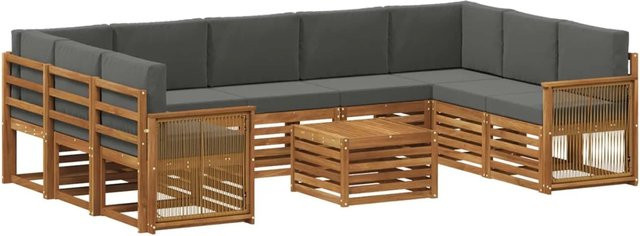 vidaXL Sofagarnitur aus Massivholz Akazie in Anthrazit mit Latten-Design und Armlehnen - Bild 1