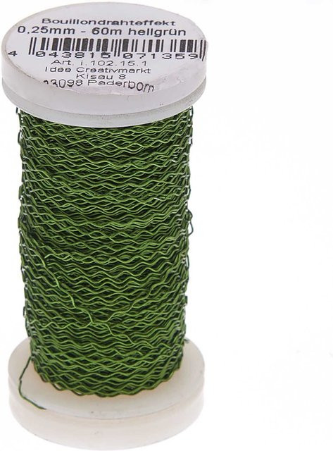Preissler Bouillondraht für Weihnachtsdeko, Hellgrün, 60 m, Durchmesser: 0,25 mm - Bild 1
