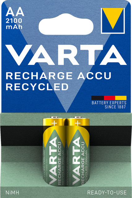 Varta Akku Recycled AA NiMH 2100mAh, 2er Pack, Multicolor - Bild 1