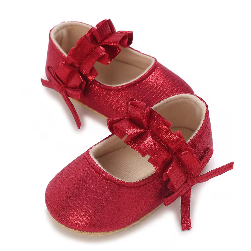 VALEN·SINA Babyschuhe für Mädchen mit Schleife und weicher Sohle in Gold - Bild 3
