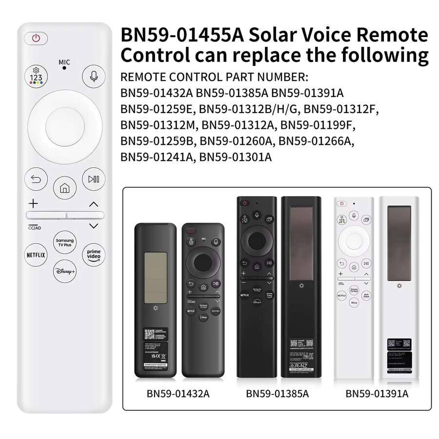 Samsung BN59-01455A Solar-Sprachfernbedienung mit Bluetooth und wiederaufladbarer Solarzelle in Weiß - Bild 2