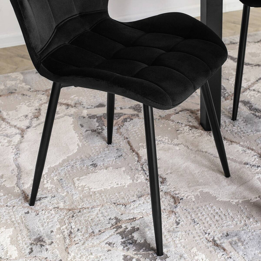 Stuhl LUCKY von WIPMEB in Schwarz aus Velourstoff mit Metallgestell und quadratischen Steppnähten, B/H/T: 47 x 86 x 58 cm - Bild 4