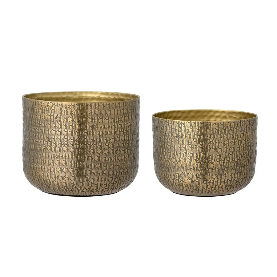Bloomingville Constance Blumentöpfe aus Messing in Gold, Set von 2, Tischmodell im antiken Stil - Bild 1