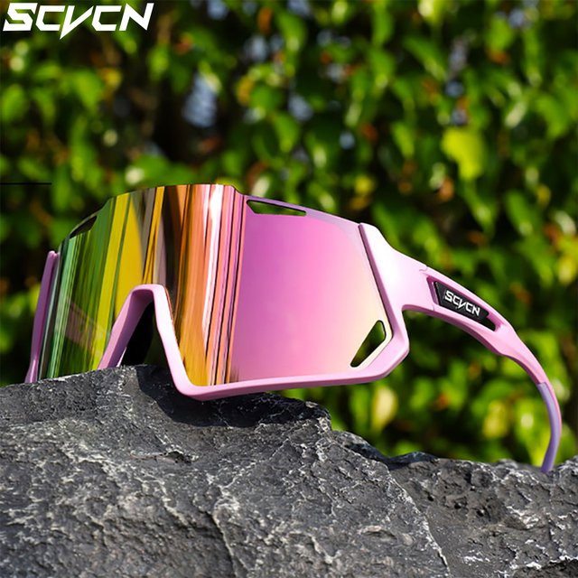 SCVCN Sonnenbrille Halbrahmen, Sport, Herren, Schwarz, Kunststoff - Bild 1