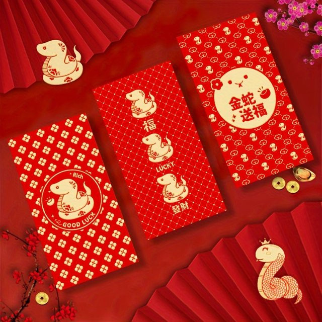 12 Stück rote Hongbao Geldumschläge aus Papier für das chinesische Neujahr, Hochzeiten und Valentinstag - Bild 1