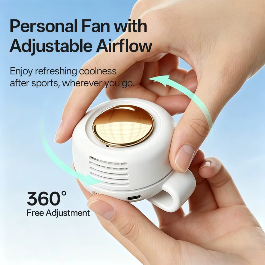 Tragbarer Mini-Elektroventilator von DO AS YOU WISH in Weiß mit 3 Geschwindigkeitsstufen und bladloser Bauweise zum Anclipsen - Bild 3