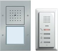 Gira Türsprechanlage System 55 Audio Paket für Einfamilienhäuser mit Steuergerät, Türstation und Wohnungsstation in Weiß und Silber - Bild 1