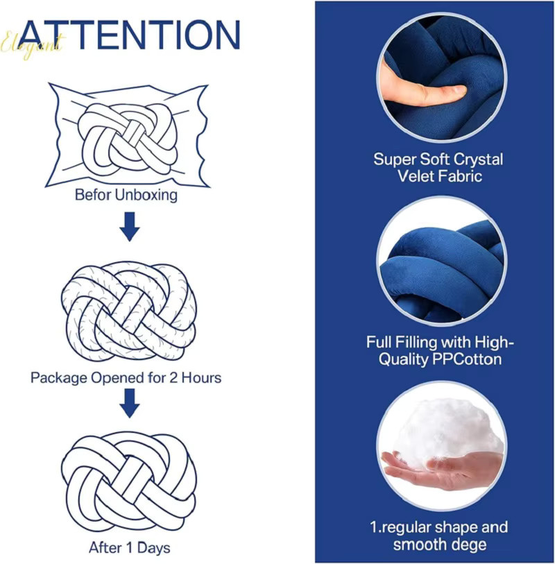 Handgefertigtes Knoten-Wurfkissen von inyahome in Blau und Grau für dein Sofa oder Schlafzimmer - Bild 3