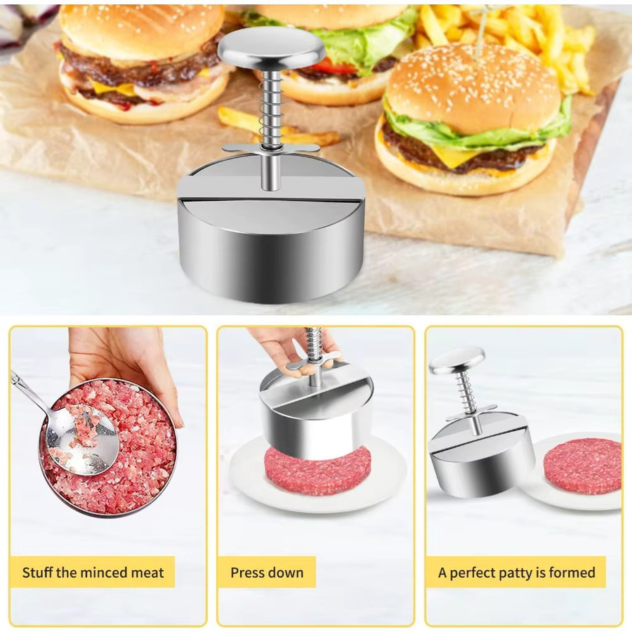 FEB.WIND Burgerpresse aus Edelstahl in Silber, antihaftbeschichteter Hamburger-Patty-Maker für Grill und Küche, spülmaschinenfest - Bild 3
