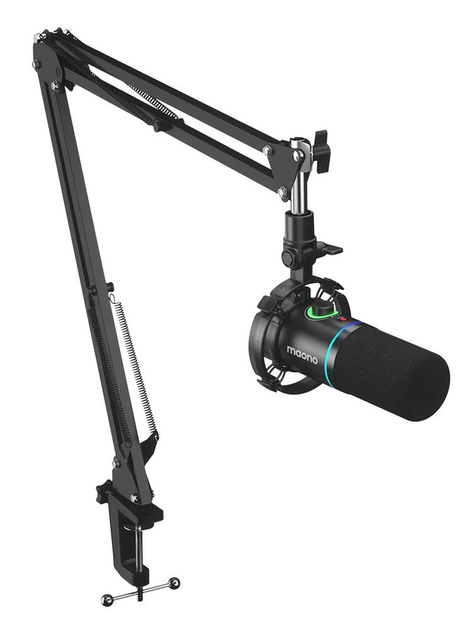 Maono PD200XS Dynamisches USB/XLR Mikrofon mit RGB-Beleuchtung und Stoßdämpfer-Gelenkarmständer in Schwarz/Multicolor - Bild 4