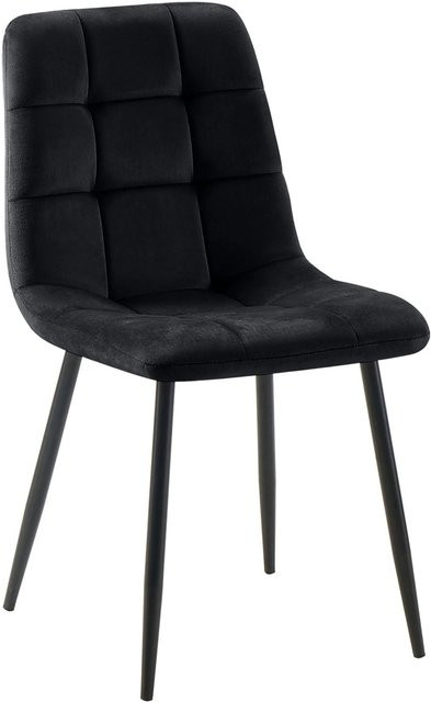 DELUKE Esszimmerstuhl FIGAD in Schwarz mit Samtbezug und Steppmuster, B/T/H: 45 x 55 x 84 cm - Bild 1