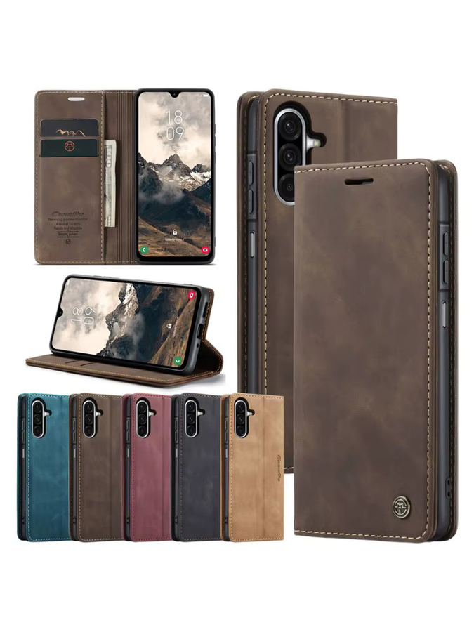 Leder Flip Case für Samsung Galaxy A14 A15 A16 A17 A24 A25 A26 A34 A35 A36 A53 A54 A55 A56 A72 A73 Karten Tasche Telefon Abdeckung in Schwarz - Bild 4