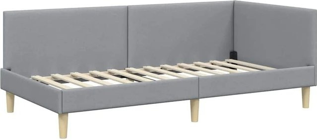 vidaXL Eckbettgestell mit Kopfteil in Hellgrau, Stoff, B/T/H: 80 x 200 x 84 cm - Bild 1