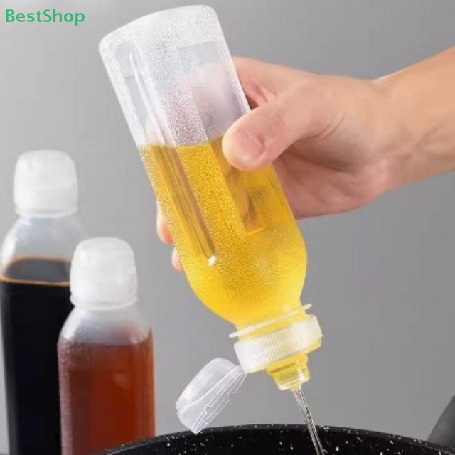 HNKMP Squeeze Flaschen aus Kunststoff für Gewürze, BBQ Sauce oder Olivenöl, transparent, 4er Set, 300 ml und 500 ml - Bild 1