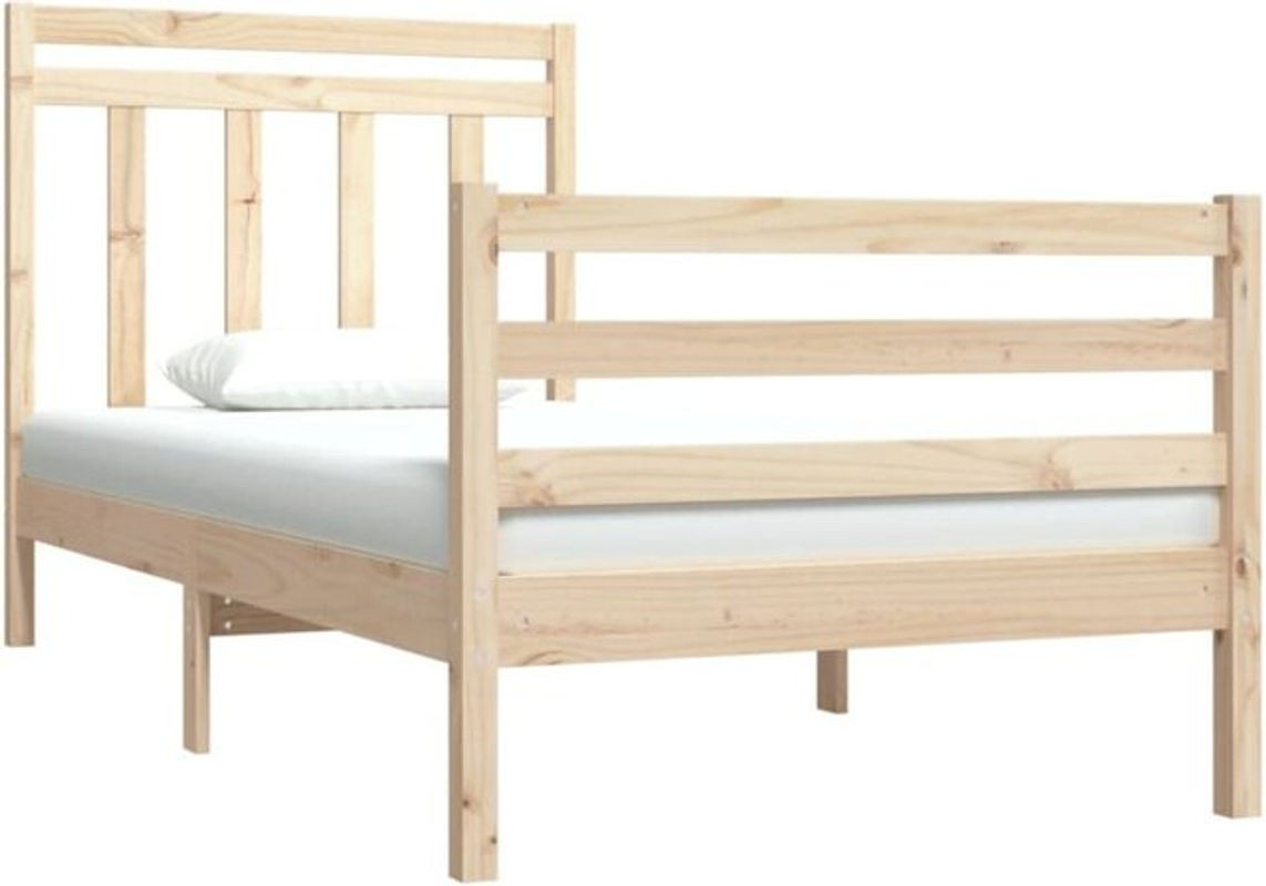 Massivholzbett Vidaxl aus Kiefer in Natur und Weiß, Skandinavischer Stil, B/T: 90 x 190 cm - Bild 1