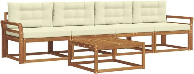vidaXL Outdoor-Sofagarnitur aus Akazienholz mit Kissen in Braun und Beige - Bild 1