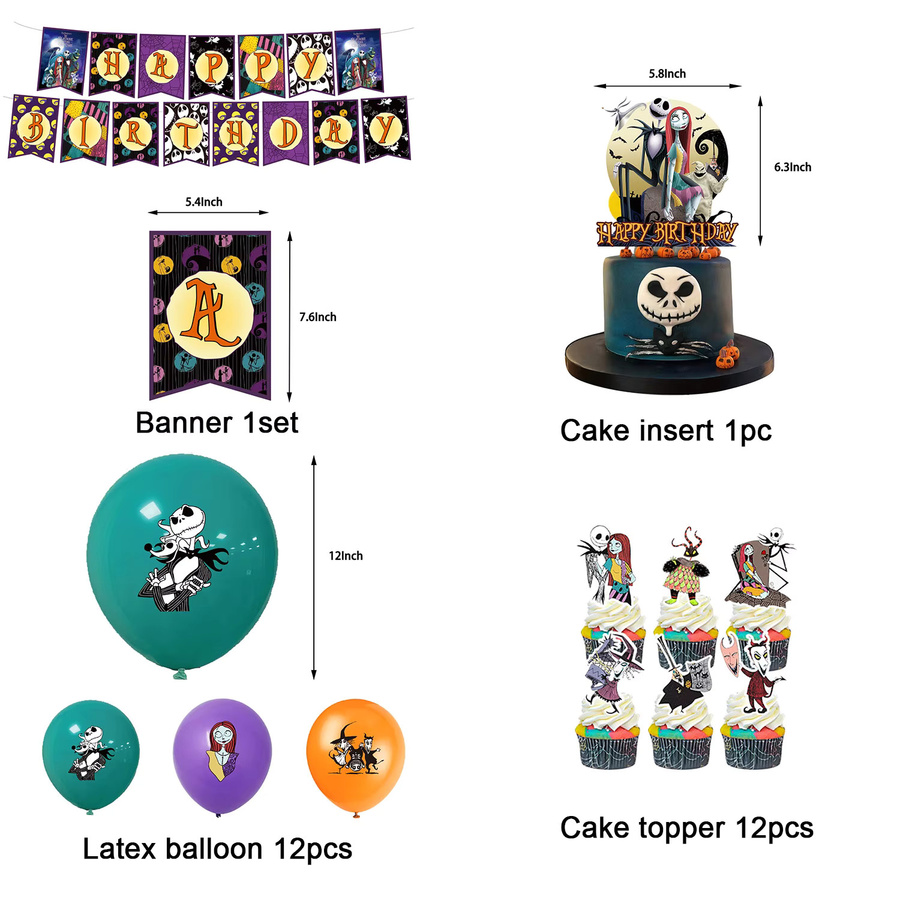 Potdemiel Party-Dekorationsset aus Papier mit Ballons und Hintergrund für Halloween, Weihnachten oder Geburtstage, Mehrfarbig - Bild 4