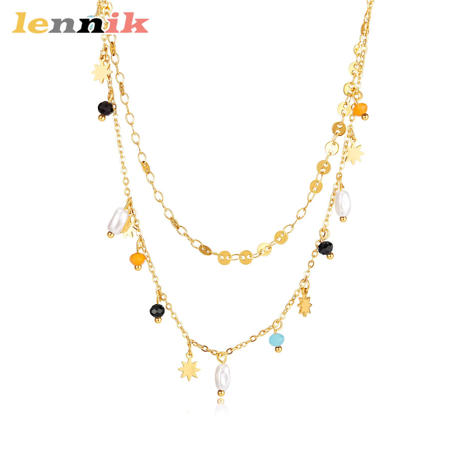 LENNIK Halskette, Edelstahl, Perle, Gold, Damen - Bild 3