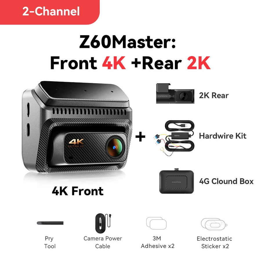 DDPAI Z60Master Dashcam mit 4K UHD Front- und Heckaufzeichnung, WiFi6, GPS, ADAS und Nachtsicht in Schwarz - Bild 5
