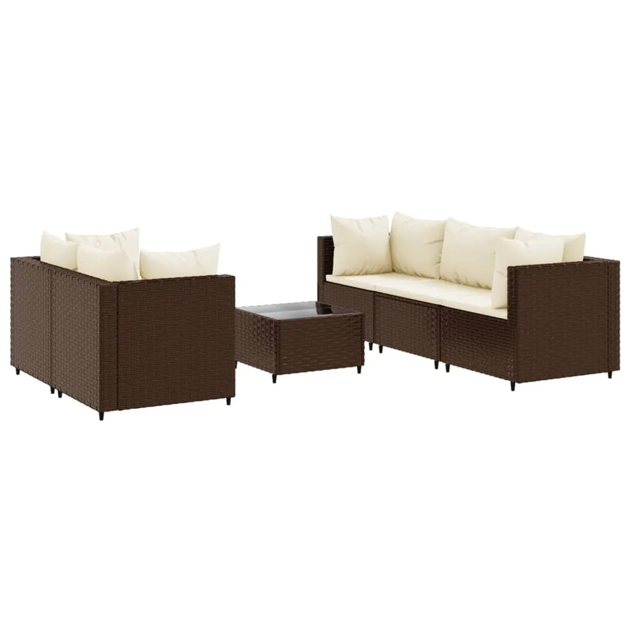 vidaXL 6-tlg Garten-Lounge-Set aus Poly Rattan mit Kissen in Braun - Bild 2