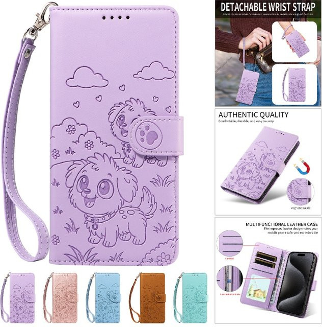 Google Business Flip Cover Case aus Leder mit Anti-Diebstahl-Bürsten-Lanyard für Google Pixel 10 Pro XL, 9 und 9A in Braun oder Lila - Bild 1