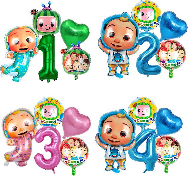 Cocomelon Themen-Geburtstagsballons-Set mit Zahlenballons und Folienballons in Mehrfarbig für Kindergeburtstage und Babypartys - Bild 1