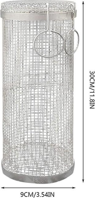 Yiran Furniture BBQ Korb aus Edelstahl in Silber, Tragbarer Rolling Grill Korb aus Drahtgeflecht für Outdoor und Camping - Bild 1