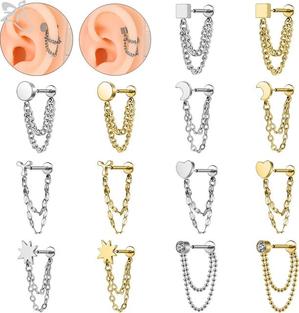 ZS Ohrstecker Edelstahl, Gold, Herz, Unisex - Bild 1