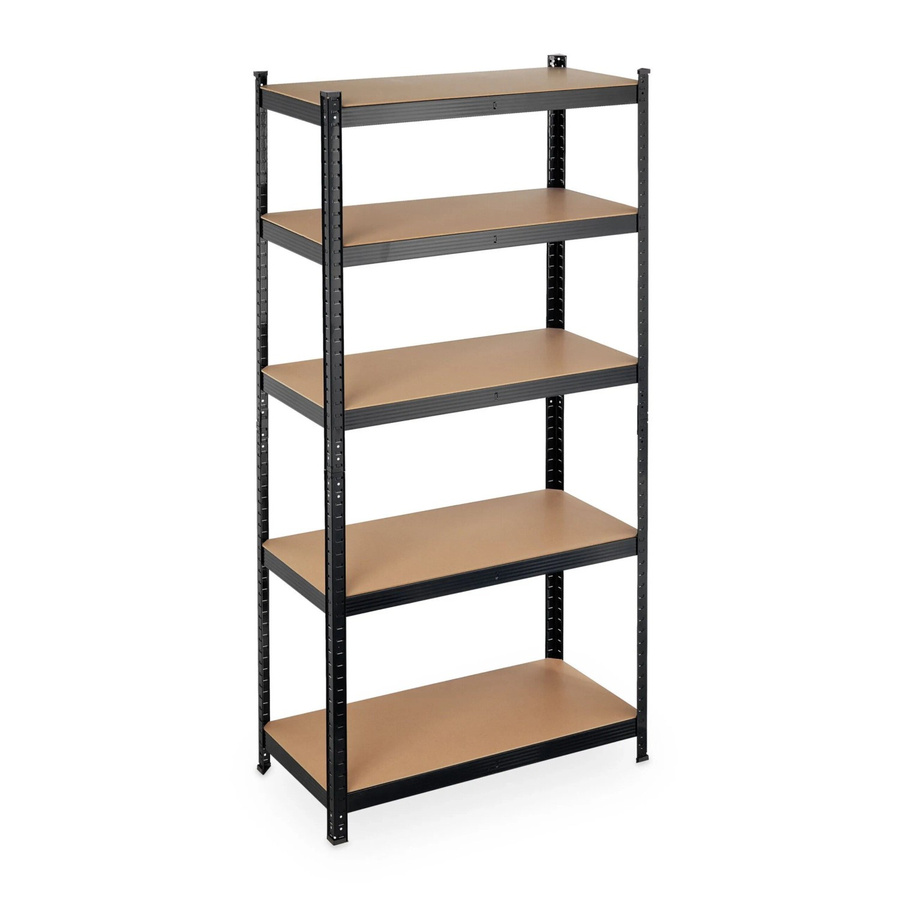 Relaxdays Schwerlastregal aus Stahl und MDF in Schwarz und Braun, höhenverstellbar und teilbar, H: 180 cm, B: 90 cm, T: 45 cm - Bild 2