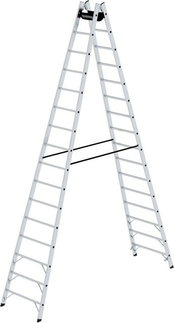 PROREGAL Sprossen-Stehleiter in Silber mit 2 x 16 Sprossen - Bild 1