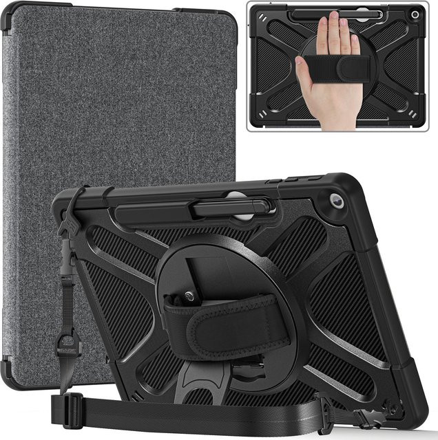 Stoßfeste Hybridhülle für Microsoft Surface Pro 12 Zoll in Schwarz mit Stifthalterung und Handschlaufe für 3-Schichten-Schutz - Bild 1