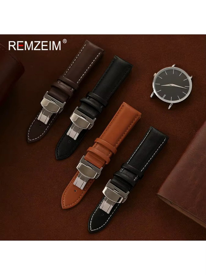 REMZEIM Uhrenarmband Leder, Schwarz, Herren - Bild 2