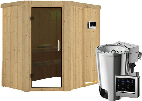 Karibu Sauna Wenden für 3 Personen mit 3,6 kW Saunaofen und externer Steuerung, beige - Bild 1