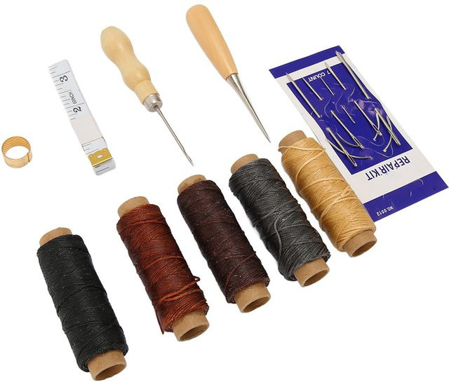 Shoemst 16-teiliges Lederreparatur-Nähset für professionelle Lederbearbeitung und DIY-Handwerk in Beige und Multicolour - Bild 1