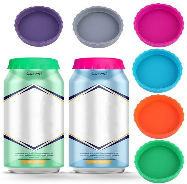 SUNFILI Silikon Getränkedosen Deckel grau, auslaufsicherer wiederverwendbarer Verschluss für Soda, Bier und Saft - Bild 1