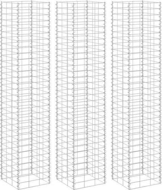 Furnicato Gabionen-Hochbeete aus Eisen, 3er Set, Silber, B/T/H: 30 x 30 x 150 cm - Bild 1