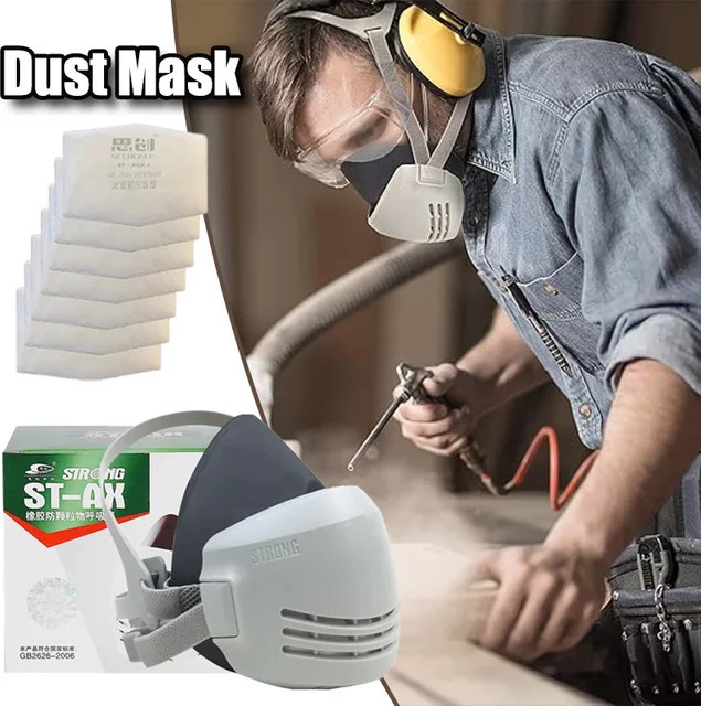 Wiederverwendbare Atemschutzmaske als Halbgesichtsmaske mit Baumwollfilter für Industrie und Bauarbeiten - Bild 1
