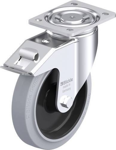 Blickle Stahlblech-Lenkrolle LH-POEV 200XR-FI-SG in Silber, Rad-Durchmesser: 200 mm, Tragfähigkeit: 500 kg - Bild 1