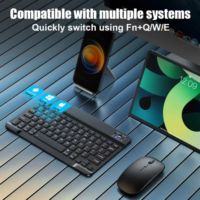 Drahtlose Bluetooth Mini-Tastatur mit 78 Tasten in Schwarz für Android, iOS und Windows - Bild 4